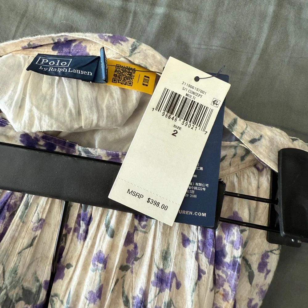 Polo Ralph Lauren Purple and Cream Floral A-Line Skirt - Picture 8 of 9
